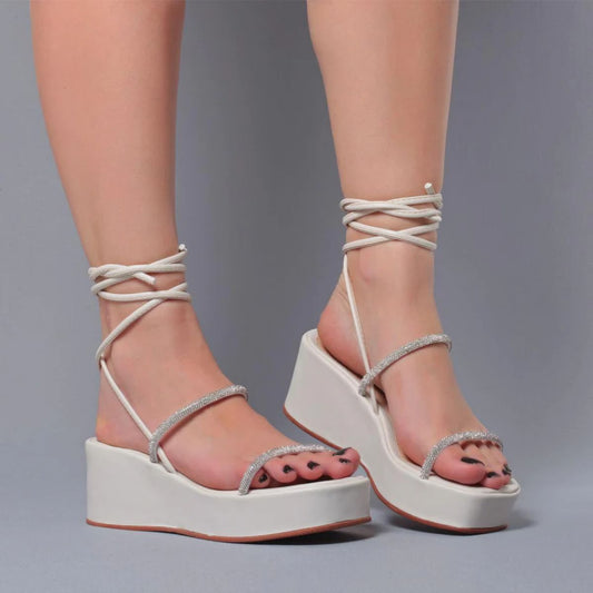 Sandália Plataforma Strass AYO16 Branco
