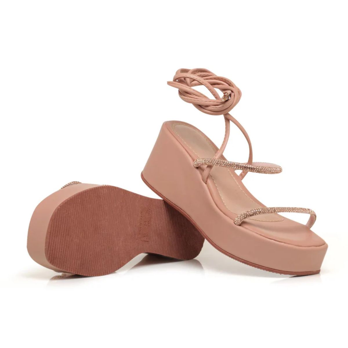 Sandália Plataforma Strass AYO16 Nude