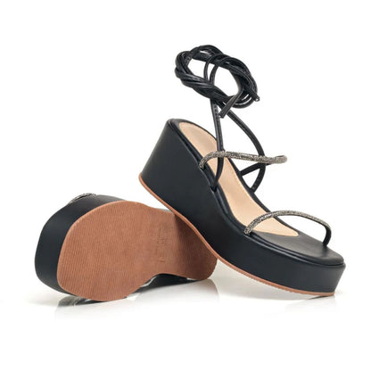 Sandália Plataforma Strass AYO16 Preto