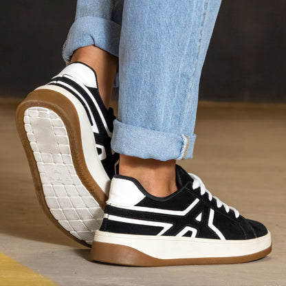 Tênis Esportivo Casual TN16 Preto Branco