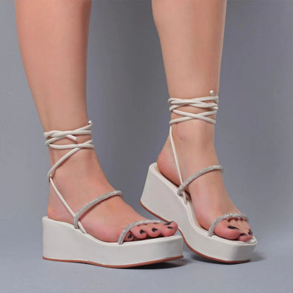 Sandália Plataforma Strass AYO16 Branco
