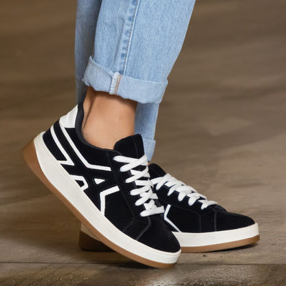 Tênis Esportivo Casual TN16 Preto Branco