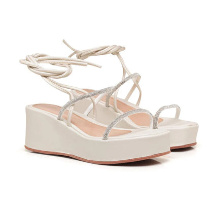 Sandália Plataforma Strass AYO16 Branco