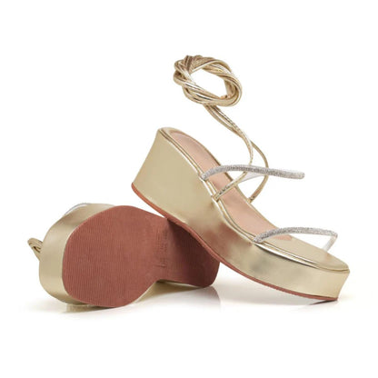 Sandália Plataforma Strass AYO16 Ouro
