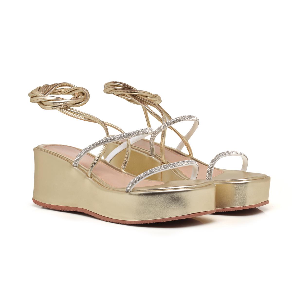 Sandália Plataforma Strass